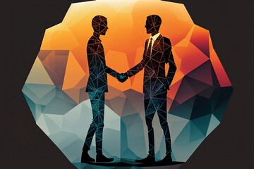Businesspeople shaking hands, abstract, generative AI