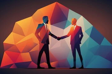 Business deal, abstract polygon, generative, AI