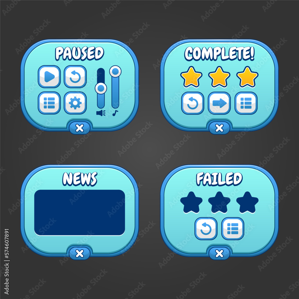 Aufkleber complete blue menu of graphical user interface gui