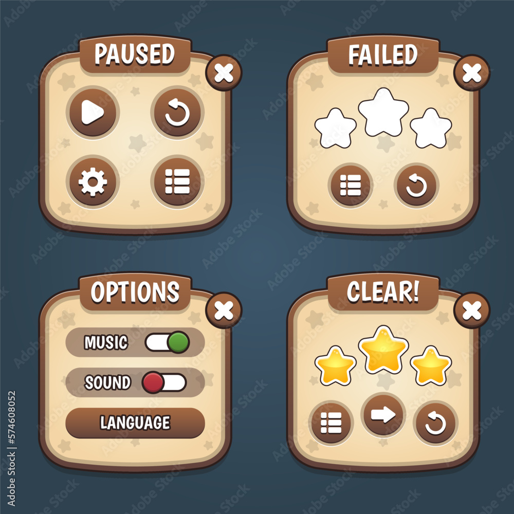 Aufkleber complete menu of graphical user interface gui