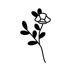 Hand drawn sketch flower isolated on white background. Simple doodle style.