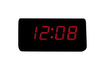 Digital alarm clock time LED red number on black digital electric isolated on cutout PNG. time symbol concept for celebrating the New Year.