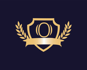 Obraz premium Golden Blakc shield LOgo Of O