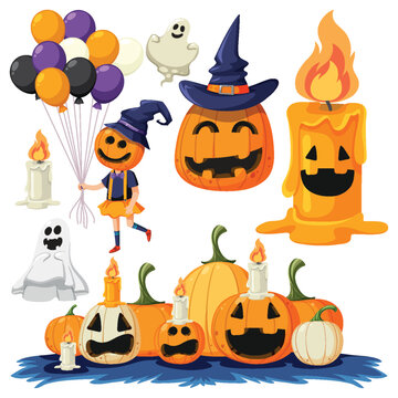 Set of halloween element for decoration