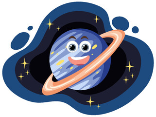 Cartoon Saturn planet with facial expression © brgfx