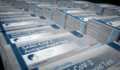 Covid rapid antigen self test pack 3d illustration © Skórzewiak