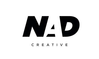 NAD letters negative space logo design. creative typography monogram vector	
