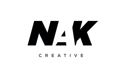 NAK letters negative space logo design. creative typography monogram vector	
