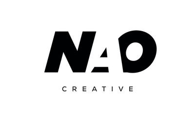 NAO letters negative space logo design. creative typography monogram vector	

