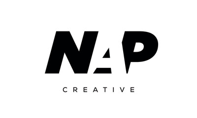 NAP letters negative space logo design. creative typography monogram vector	
