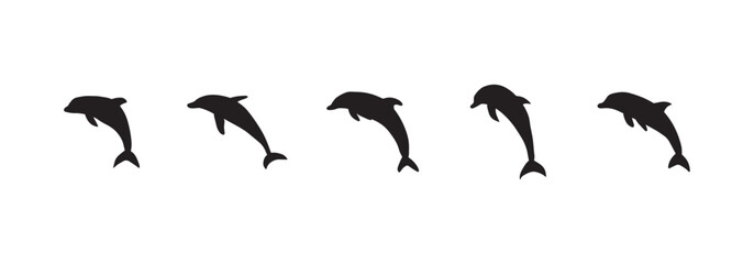 Nautical Dolphin. Sea Underwater animal. Vector illustration