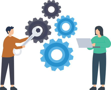 Technical support agent helping out, Support staff help fixing technical problems, operator fix the problem online, helpful man with talking with customer help solved their problems concept