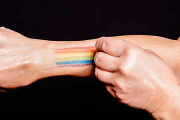 lgbt flag in the hand.