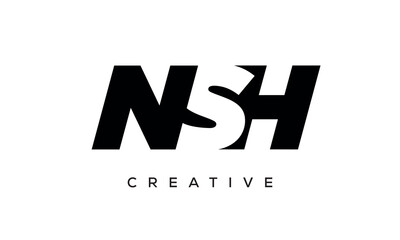 NSH letters negative space logo design. creative typography monogram vector	