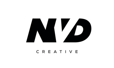 NVD letters negative space logo design. creative typography monogram vector	