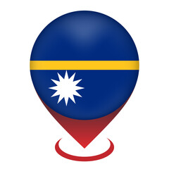 Map pointer with country Nauru. Nauru flag. Vector illustration.