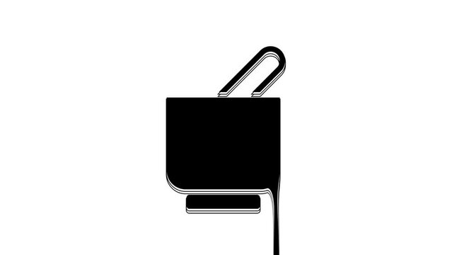 Black Mortar and pestle icon isolated on white background. 4K Video motion graphic animation