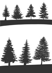 Fototapeta premium Vector set of trees
