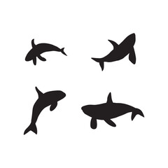 Orca whales. Sea animal killer whales. Marine animal in Scandinavian style.