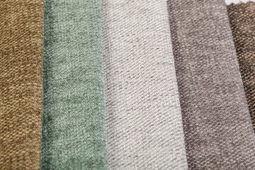 Different samples of textured fabric
