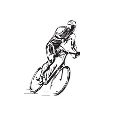 Professional cycling races, Sketch drawing, vector