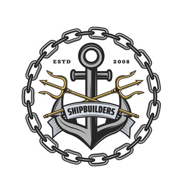 Shipbuilders heraldic icon, anchor and tridents