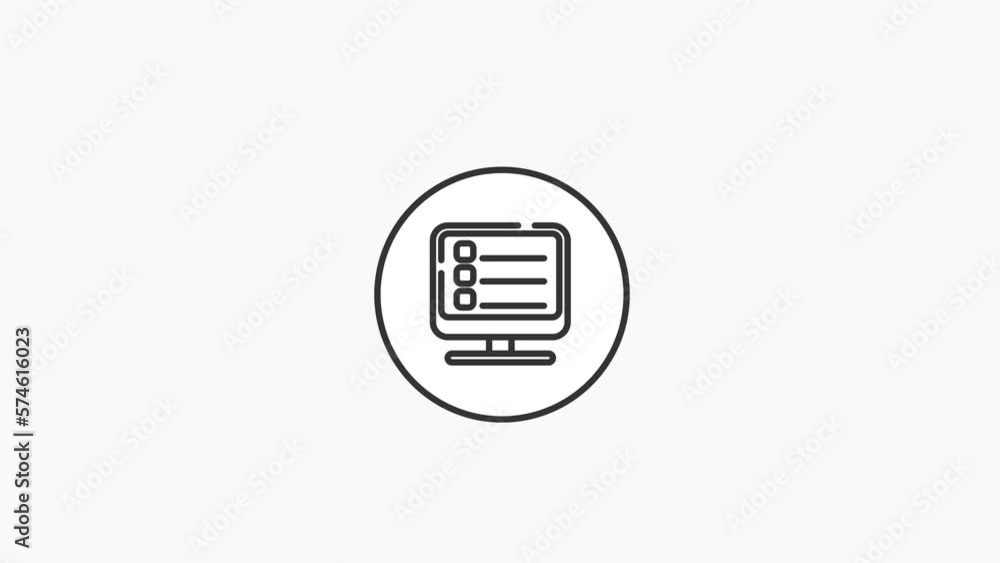 Poster computer desktop with items. icon. 4k animation. motion design.
