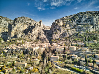 Moustiers Sainte Marie town (Gorges du Verdon) in the Provence-Alpes-Côte d'Azur region, France