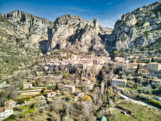 Moustiers Sainte Marie town (Gorges du Verdon) in the Provence-Alpes-Côte d'Azur region, France
