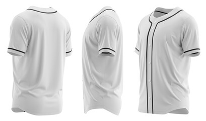 Baseball jersey for men's, 3d render, White