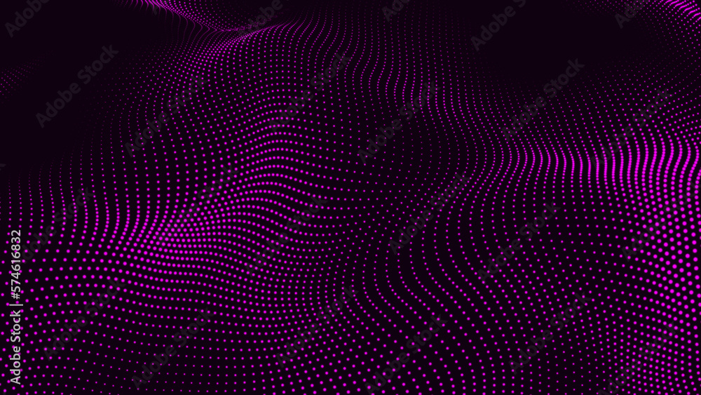 Poster Abstract Trapcode Form digital particle wave. Animation cyber or technology background. Abstract Animated Particles Background with Trapcode Form.