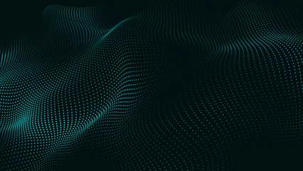 Fotobehang Fractal waves Animation cyber or technology background. Abstract Animated Particles Background with Trapcode Form. Abstract Trapcode Form digital particle wave and lights background.  © Zen Z