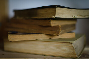 Stack of old, used books, copy spcae
