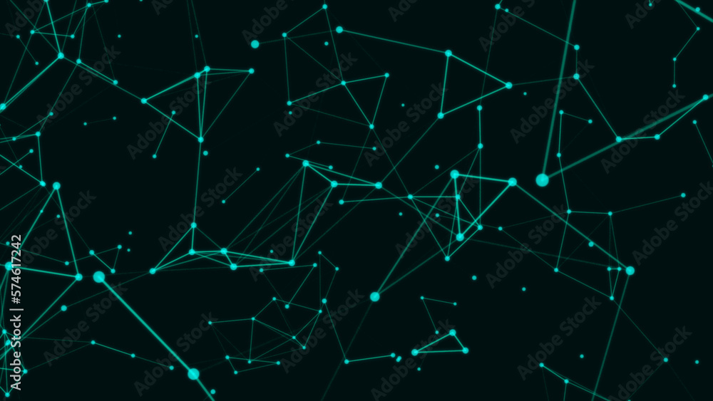Poster abstract digital technology. communication background. dots and glowing particles with plexus effect