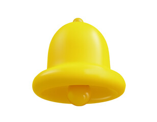 Notification message bell 3d icon alert and alarm icon Png. Realistic yellow ringing bell for social media reminder