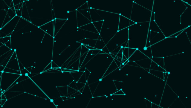 Abstract digital technology. Communication background. Dots and glowing particles with plexus effect.Plexus geometric effect Big data with compounds.
