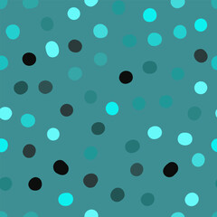 Seamless neutral polka dots pattern. Blue hand-drawn circles on celadon background. Abstract Random points ornament. Vector doodle illustration for wallpaper, fabric, print, wrapping paper, textile