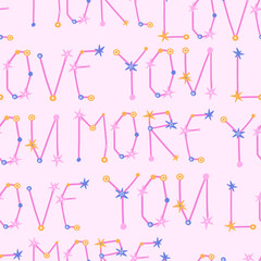 seamless pattern with words love you more. vector design for fabric, paper and more.