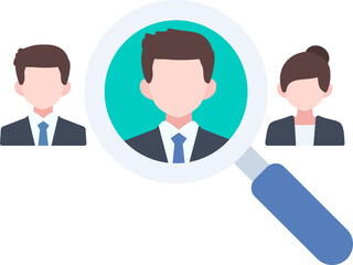 Recruitment looking team resource business magnifying company startup Flat