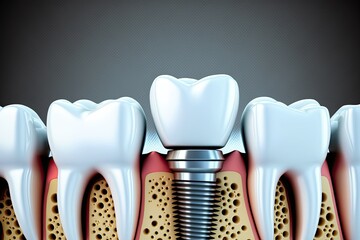 Dental implant among molars, caries prevention. Generative ai.