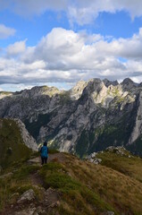 Fototapeta premium The mountains of the Prokletije National Park in the autumn near the Grebaje Valley of Montenegro. The Accursed Mountains. Albanian Alps.
