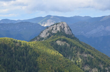 The mountains of the Prokletije National Park in the autumn near the Grebaje Valley of Montenegro. The Accursed Mountains. Albanian Alps.