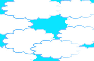 Illustration, representation of a set of clouds and blue sky. 