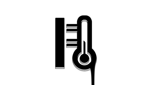Black Meteorology thermometer measuring icon isolated on white background. Thermometer equipment showing hot or cold weather. 4K Video motion graphic animation
