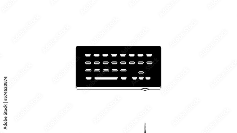 Poster black computer keyboard icon isolated on white background. pc component sign. 4k video motion graphi