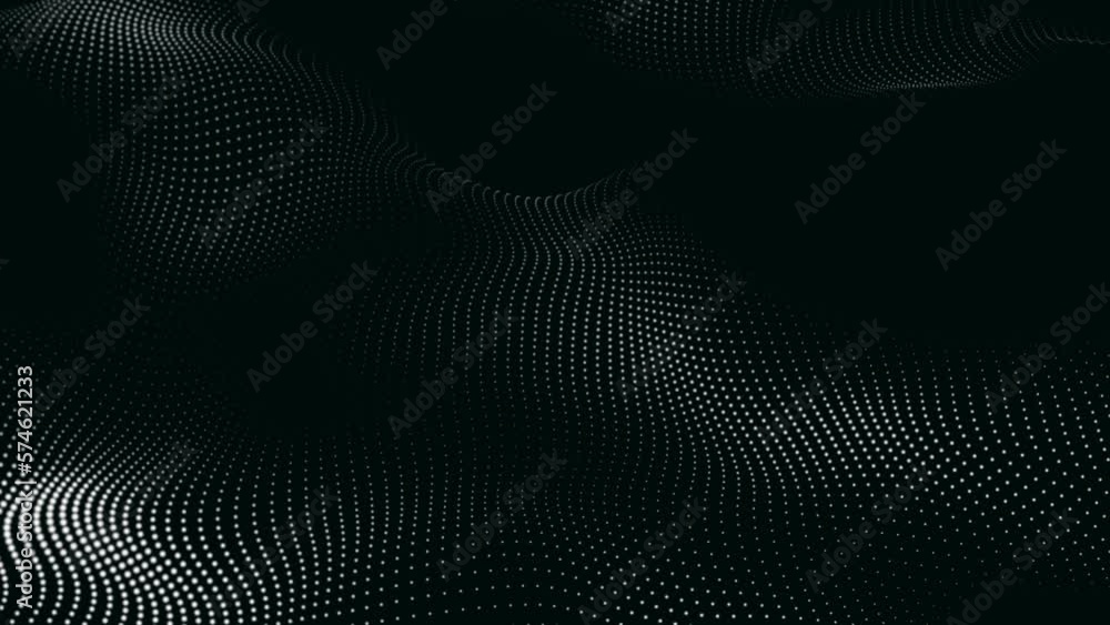 Poster black and white abstract trapcode form digital particle wave and lights background. animation cyber 