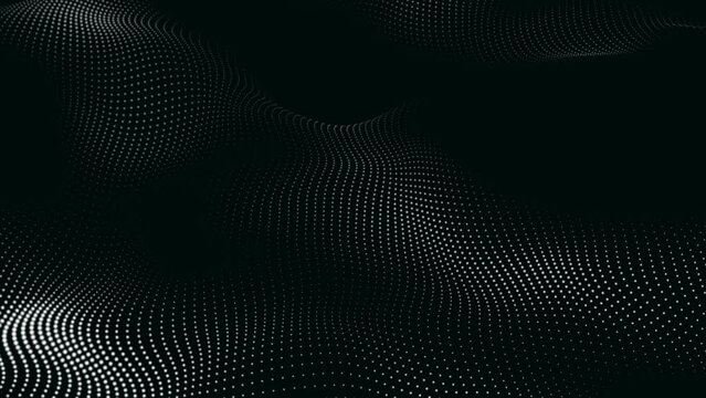 Black and white Abstract Trapcode Form digital particle wave and lights background. Animation cyber or technology background. Abstract technology wave.