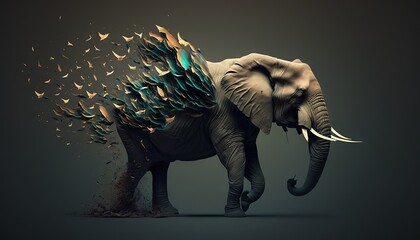 Elephant abstract animal background wallpaper generative ai	