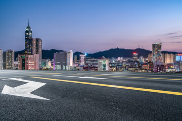 Aerial photography of Yantai urban architectural landscape at night