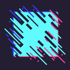 Distortion dynamic square element, technology noise defect, geometry figure, isolated symbol. Modern trendy neon shape for banner, cover design  illustration
